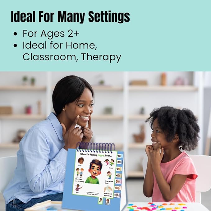 Thought-Spot Expressive Faces Flipbook | Emotions Wheel & Feelings Chart | Emotional Regulation Tool for Home, Class, Calm Down Corner | Helps Kids Learn Coping Skills | Autism Must-Have