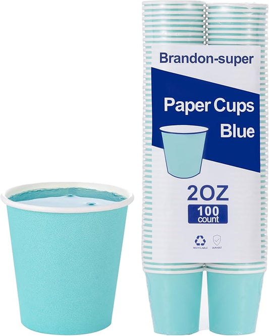 Brandon-super [100 Count - 2 oz] Small Paper Cups, Mouthwash Cup Bathroom Cups Mini Cup Small Disposable Cups (Blue)