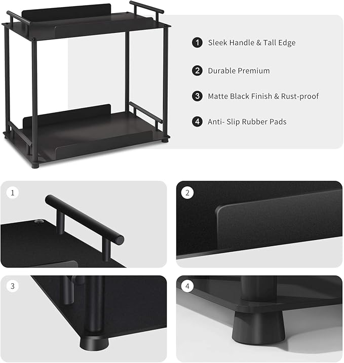 FLE Bathroom Organizer Countertop,Bathroom Counter Organizer Decorative Tray Cosmetic Organizer,Countertop Storage Shelf for Bathroom, Kitchen, Living Room, Bedroom, Dressing Table (2-Tier)