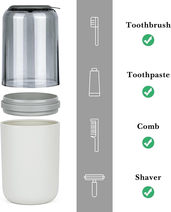 Toothbrush Travel Case, Plastic Travel Toothbrush Holder with Drain Hole, Portable Toothpaste Toothbrush Storage Container Box for Traveling, Camping, Gym, Bathroom (Gray)