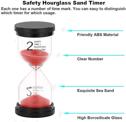 SuLiao Hourglass 2 Minute Sand Timer: Red Sand Clock, Plastic Sand Watch 2 Min, Large Reloj De Arena 2 Minutos, Hour Glass Sandglass for Kids, Brushing Teeth, Classroom, Kitchen, Games, Decoration