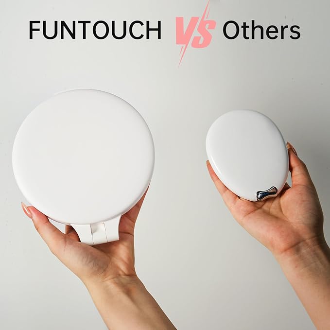 FUNTOUCH 7'' Travel Makeup Mirror with Lights 10X Magnifying, 3 Color Portable Double Side Vanity Compact Mirror with Rechargeable for Travel Essential, Gifts for Lover