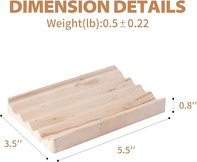 Soap Holder, Marble Soap Dish for Shower, Bar Soaps Holder with Water Ripple Design, Easy Cleaning Soaps Saver for Kitchen Sink，Bathroom, Executive Indian Natural Stone Soap Tray(Phalodi)