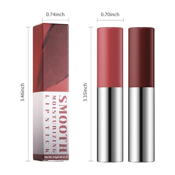 2Pcs Matte Lipstick Crayon - High Pigment Creamy Formula, Waterproof Long Lasting, Smooth Glide Application, Non-Sticklipstick, Ultra Thin Lightweight, Velvet Matte Lip Feel for Women 05#+06#
