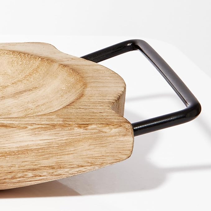 DN DECONATION Wooden Decorative Ottoman Tray with Handles, Rustic Rectangular Wood Tray for Coffee Table Bathroom, Candle Trays for Home & Living Room Decor Farmhouse Perfume Trinket Organizer