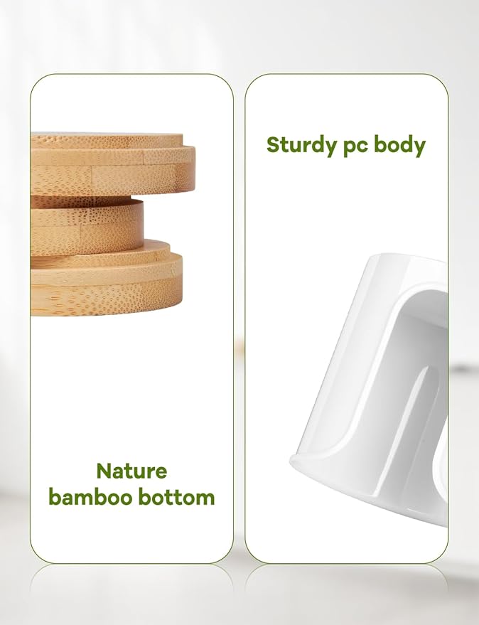 Bathroom Cup Dispenser - Small Cup Holder for Dixie 3 oz Bathroom Cups, Mouthwash Cups, 3 4 Ounce Cup Dispenser - PC/Bamboo, White, Pack of 1