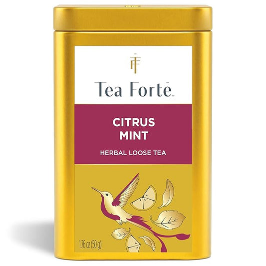 Tea Forte Citrus Mint Premium Loose Leaf Caffeine-Free Herbal Tea Blend Canister, Makes 35-50 Cups
