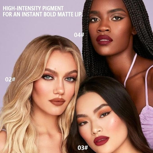 3 Pcs Brown Purple Red Matte Cream Lipstick,Velvet Waterproof Long Lasting Smudge Proof for Women Lip Stick,Magic Lipstick 24 Hours Original Lip Liner Makeup,labiales mate 24 horas originales,Vegan
