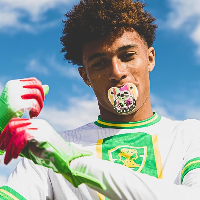 Battle Sports Binky Oxygen Football Mouthguard - Detachable Strap, Maximum Breathability, Works with Braces & No Boiling Required