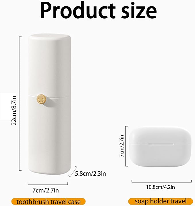 Toothbrush Travel Case with Airflow Holes, Comes with Travel Essentials Soap Holder,Multi-Function Portable Toothbrush Cover，Large Capacity, Travel Toothbrush Holder for Trips, Gym, Camping