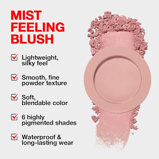 Single Soft Rose Pink Matte Powder Blush Palette Face Makeup, Blush for Looks Younger Cheeks, Monochrome Cream Blushes Lightweight Long Lasting, Blush for Women All Skin Tones Paleta de, 01