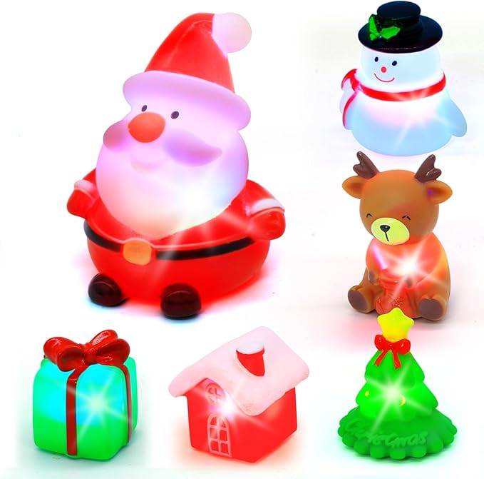 Christmas Bath Toys for Toddlers 1-3: 6 Packs Light-Up Floating Baby Toddler Kids Bath Toys Set for Boys & Girls Christmas Birthday Xmas Gifts - Bathtub Bath Toy for Children Preschool