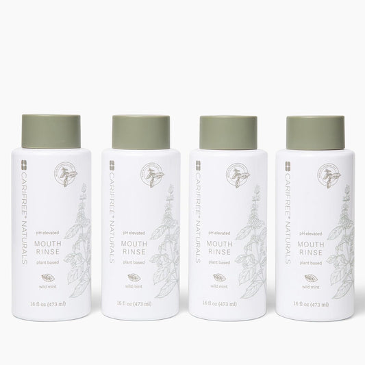 CariFree Naturals Mouth Rinse | pH Elevated, Fluoride-Free, with Magnolia Bark & Essential Oils, Organic Ingredients, Alcohol-Free, Dentist Recommended,Dentist Developed Wild Mint, 16 fl oz, Pack of 4