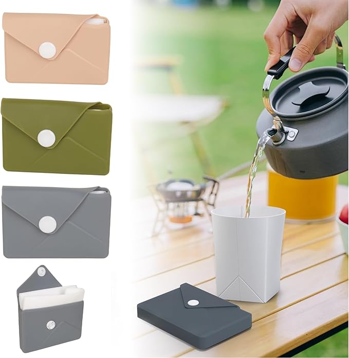 Silicone Collapsible Travel Cup, Portable Foldable Water Cup,Reusable Leak-Proof Design For Camping, Hiking, Sports.Card Bag Design For Easy Insertion Into Pockets (military green)