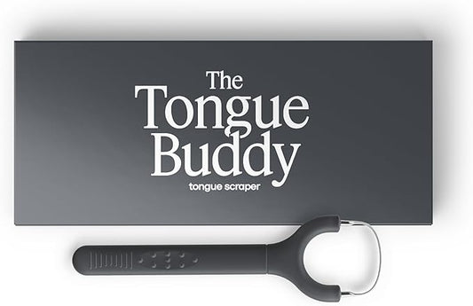 TheTongueBuddy™ Effective Tongue Scraper for Adults - Ergonomic Tongue Cleaner Promotes Fresher Breath, Travel-Friendly Beauty and Personal Care Essential (Onyx Black)