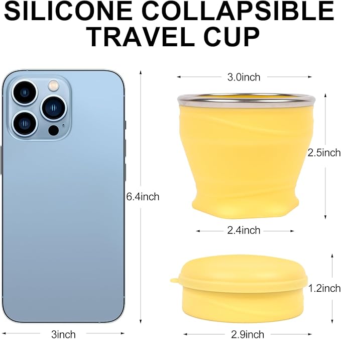 Collapsible Water Cup 6oz/180ml - Collapsible Cup - Silicone Collapsible TravelCup - Silicone Folding Camping Cup with Lids - Foldable Drinking Cup - for Travel, Camping, Hiking, Outdoor
