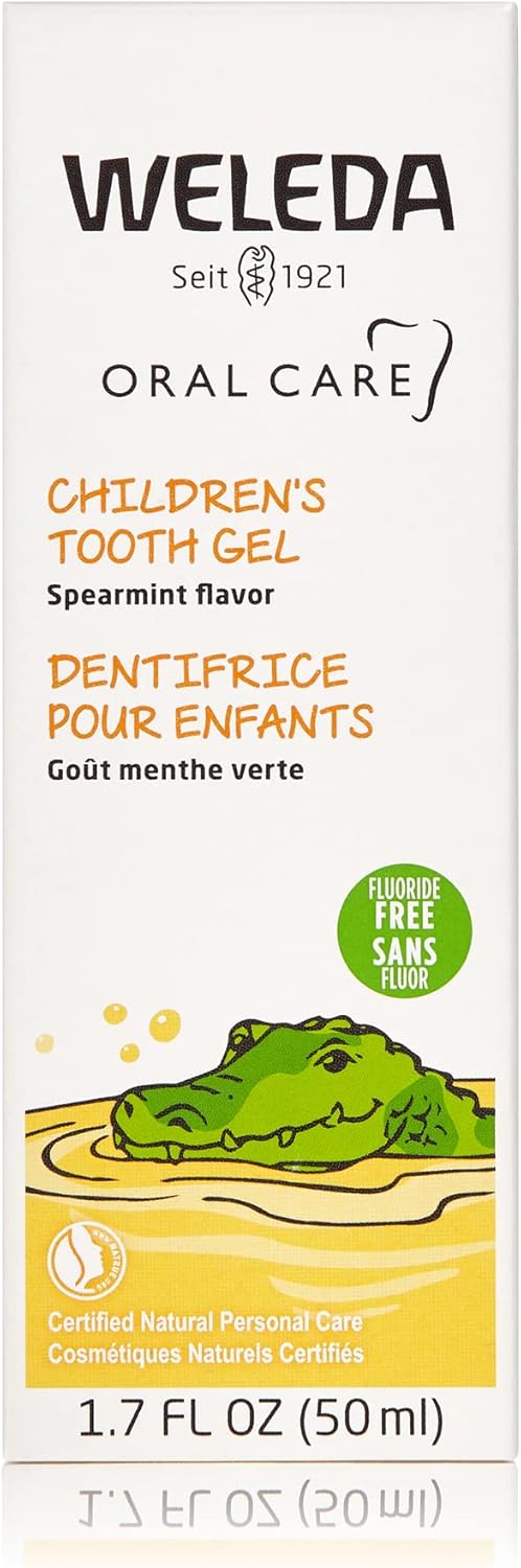 Weleda Oral Care Childrens Tooth Gel, 1.7 Fluid Ounce, Fluoride Free, Spearmint Flavor, Plant Rich Toothpaste with Calendula, Silica and Fennel