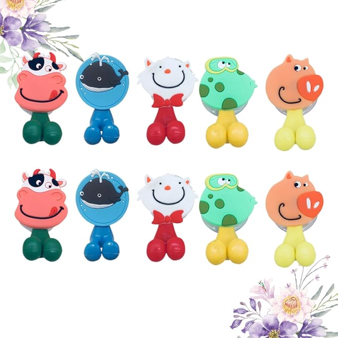 10pcs Cartoon Animal Suction Cup Toothbrush Rack Wall Mounted Organizer for Bathroom Creative Multifunctional Holder with Frog Pig Shark Designs Easy Install Random Color
