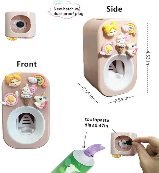 Automatic Kid Toothpaste Dispenser for Shower,Toothpaste Squeezer for Kids & Family,Wall Mounted Bathroom Decor by Mr. Thumbs (1pc,Unicorn)