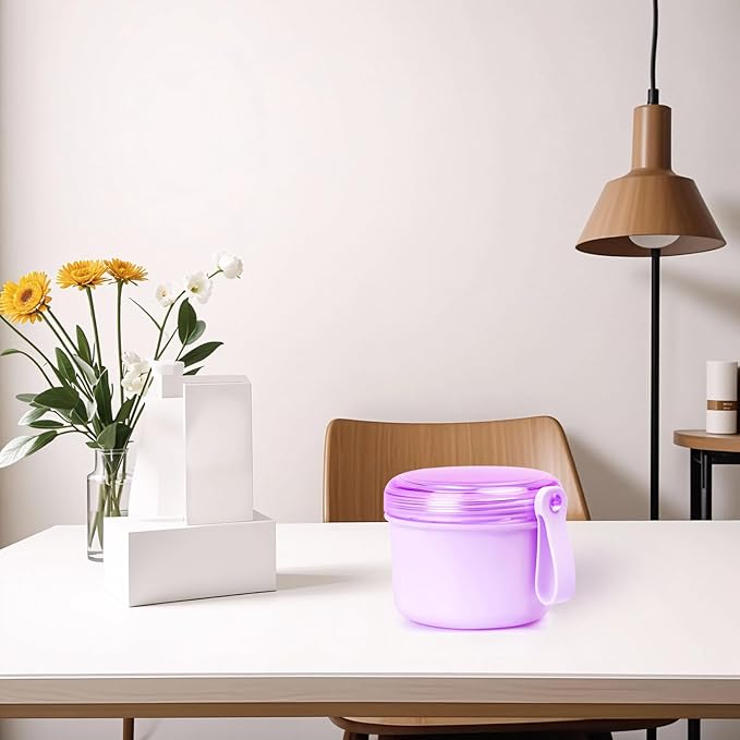 Leak Proof Travel Denture Bath Case for Full Dentures, Denture Cups for Soaking Dentures, Denture Container Cups with Brush for Dentures, Aligner, Retainers, Mouth Guard (Purple)