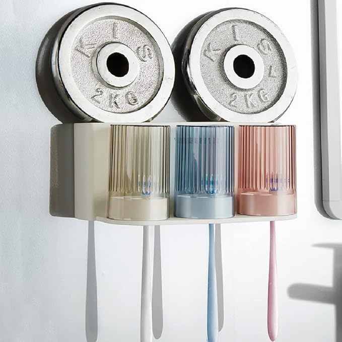𝟐𝟎𝟐𝟓 𝐔𝐩𝐠𝐫𝐚𝐝𝐞𝐝 So Nice Toothbrush Holders for bathrooms Accessories Wall Mounted,Electric Shower Toothbrush Holder White Plastic toothbrushes Holder Set for Kids with 3 Cups