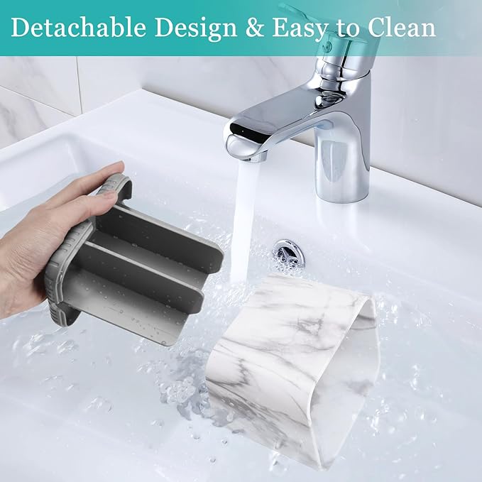 Toothbrush Holders for Bathrooms, Tooth Brush Holder for Bathroom Countertop Organizer, Kids Electric Toothbrush and Toothpaste Holder (Grey Marble Grain)