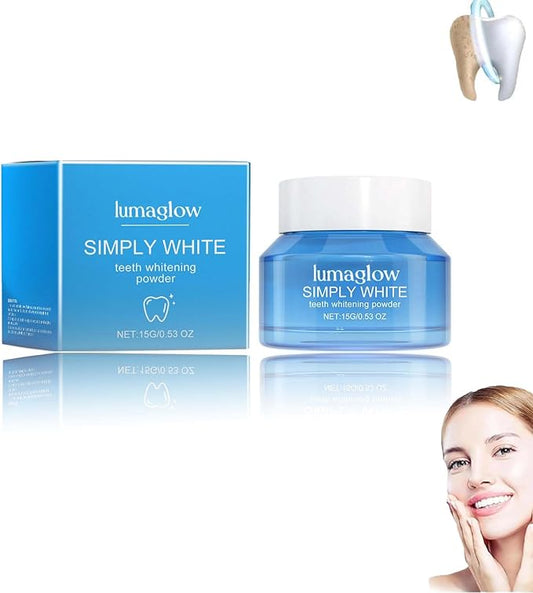 Lumaglow Natural Whitening Powder, Shimmer Deluxe Teeth Whitening Powder, Lumaglow Whitening Powder, Natural Teeth Whitener, Instant Stain Removal, Mint Flavor (1)