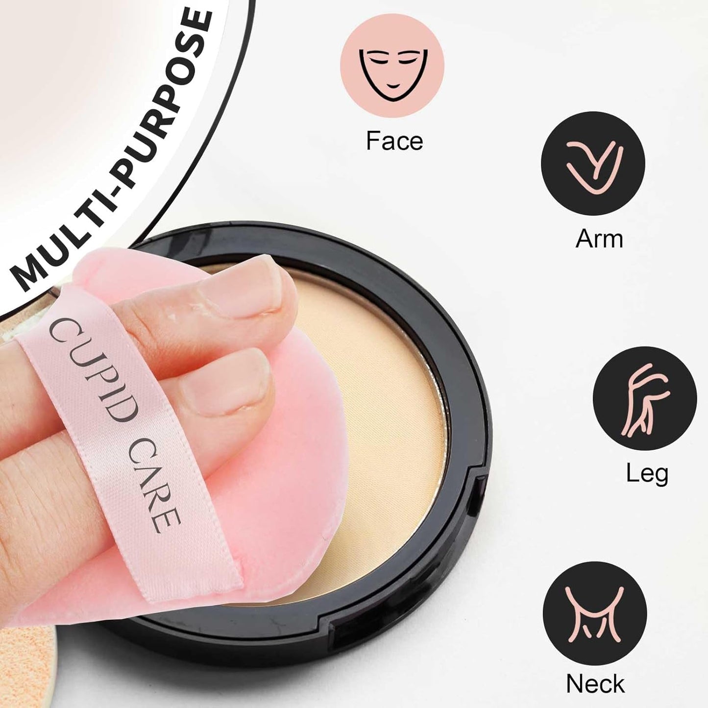 6 Pcs Powder Puff with 2 Travel Cases, Setting Powder Puffs for Face Powder and Foundation, Velour Makeup Puff for Loose Powder Body Powder, Skin-Friendly, Beauty Makeup Tools-Pink/Red