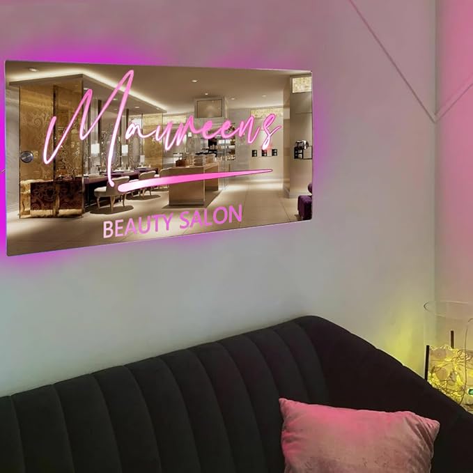 Personalized LED Name Mirror Light - Custom Multi Colour Lighting Mirror, Barber Shop, Bedroom Decor
