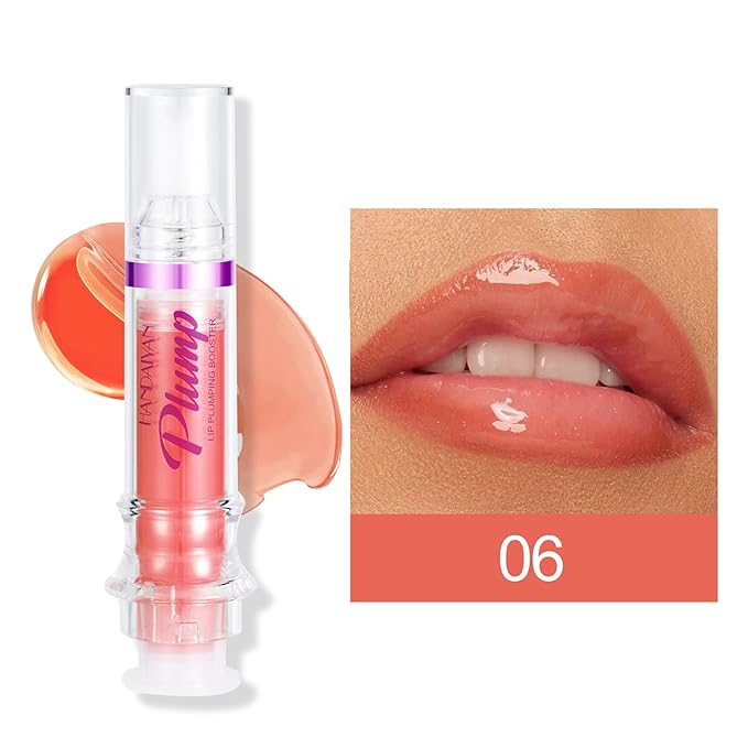 Erinde Lip Plumper Gloss, Natural Spicy Lip Plumping Booster Lip Plumping Oil, Ultra-Hydrating & Nourishing Plump Lip Plumper, Glossy Finish Fuller Lip Gloss for Women Girls, 06#
