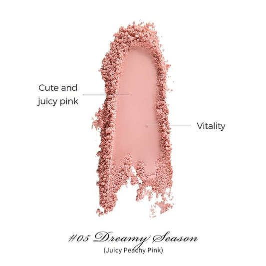 Flower Knows Swan Ballet Embossed Blush,Peachy Matte Finish,Buildable & Blendable Powder Blush for cheeks,Natural Flush for All Skin Tones(05 Dreamy Season,5g)