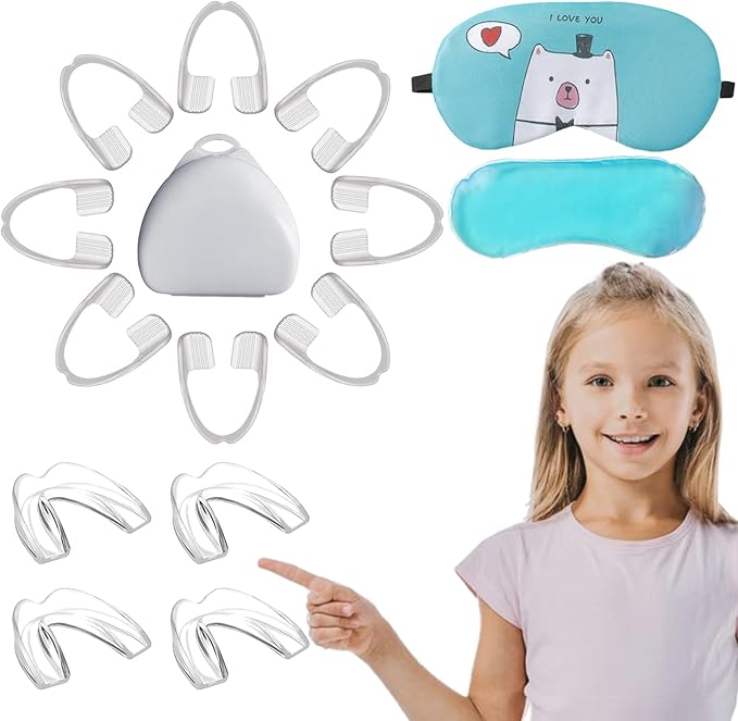 Kids Mouth Guard (8 pcs) and 4 Pack Moldable Kids Mouth Guards for Grinding and Clenching Teeth | Comfortable Nighttime Protection Guard | Including Hygiene Case and Gel Ice Pack