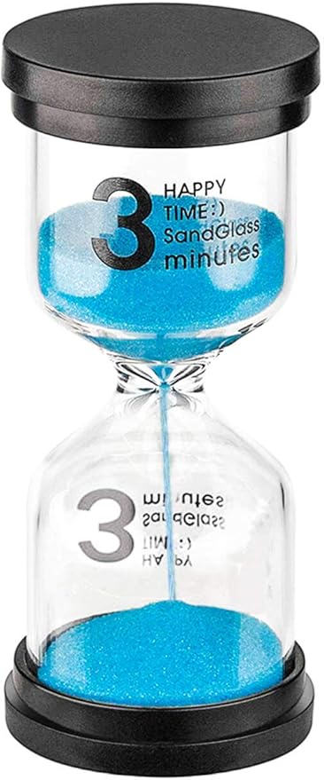 Hourglass Timer 3 Minute Sand Timer： Colorful Sand Clock 3 Minute, Small Blue Sand Watch 3 Min, Plastic Hour Glass Sandglass Timer for Kids, Games, Classroom, Kitchen, Decor