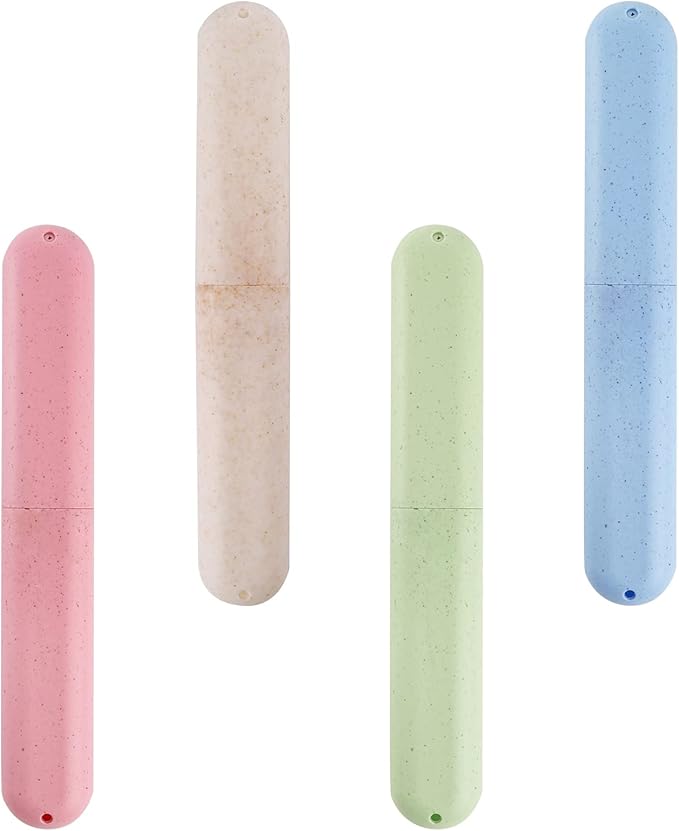 Hedume 28 Pack Travel Toothbrush Case, Portable Dust-proof Breathable Toothbrush Holder for Travel, Business, Home, Camping, School (4 Colors)