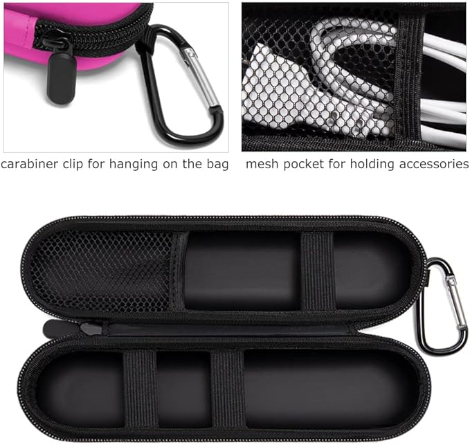 EVA Electric Toothbrush Case - Durable Hard Shell Travel Case with Mesh Pocket - Fits Most Powered Toothbrush Products (Pink)