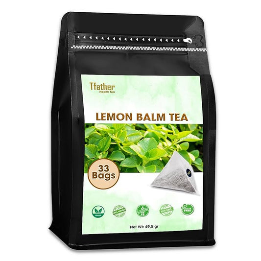 Lemon Balm Tea Bags Pyramid with String - Throat Soothing Effect, Cough Relief, Respiratory Support, Improve Mod, Relieve Stress - Premium Lemon Balm Herb (Melissa Officinalis) - Health Herbal Tea