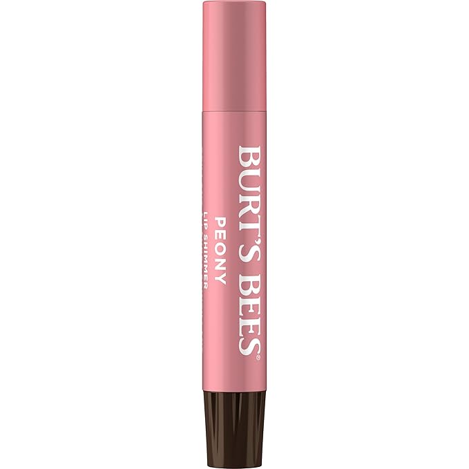Burt's Bees Shimmer Lip Tint Stocking Stuffers Set, Moisturizing for All Day Hydration with Natural Glowy Pigmented Finish & Buildable Color, Peony (4-Pack)
