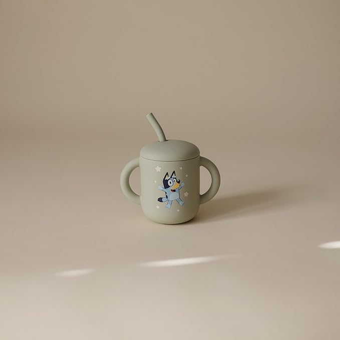 mushie x Bluey 100% Silicone Training Cup & Straw for Toddlers | 6 Months+ (Bluey Sage)