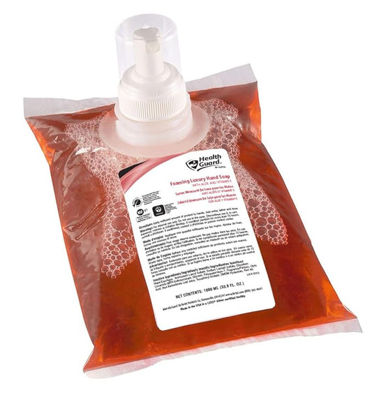 Kutol Health Guard 69010 Foaming Luxury Hand Soap, 4/1000 mL Refill Bags, Pink with Tropical Fragrance