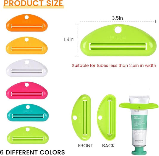 LOVEINUSA 6PCS Toothpaste Tube Squeezer Dispenser, Tooth Paste Roller Squeezer Holder for Saving Toothpaste Facial Cleanser Creams, Multicolor