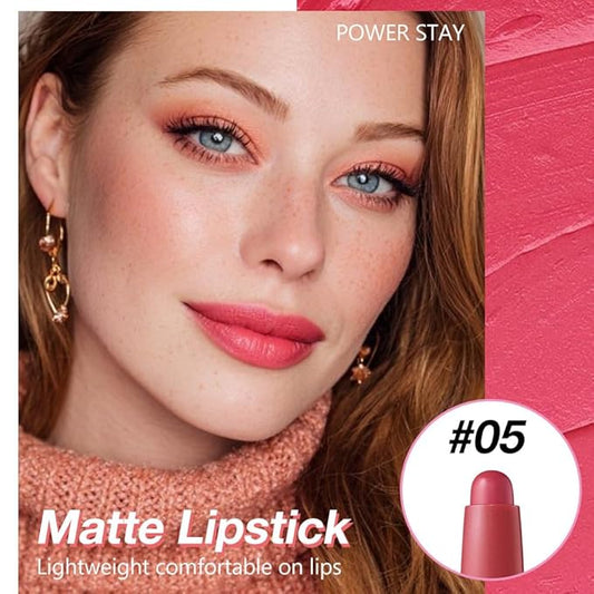 Rose pink Matte Lipstick Crayon - High Pigment Creamy Formula, Waterproof Long Lasting, Smooth Glide Application, Non-Sticklipstick, Ultra Thin Lightweight, Velvet Matte Lip Feel for Women 05#