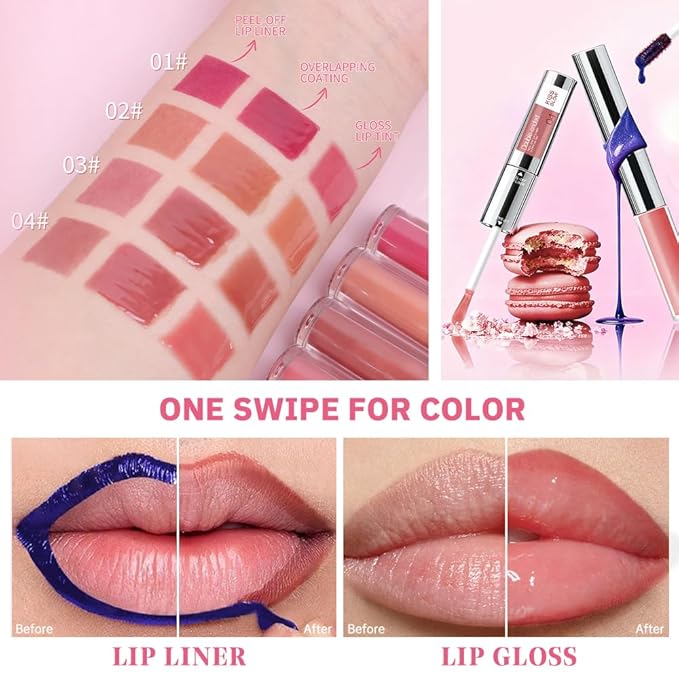 Peel Off Lip Liner & Gloss Stain in Rose Brown – Tattoo-Like Peel Off Lip Stain Liner + Hydrating High Shine Nude Gloss, Long-Lasting Waterproof Smudge-Proof Duo for Natural Mocha-Toned Lips 4
