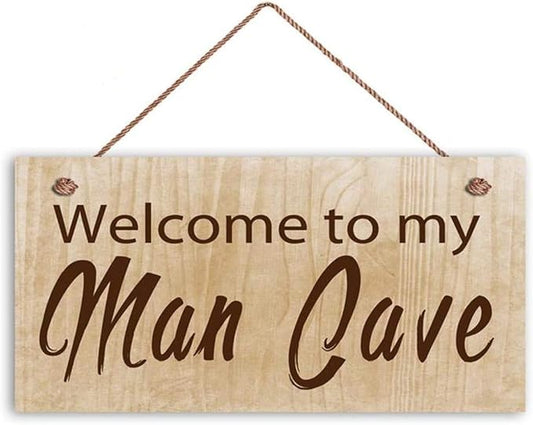 Welcome to My Man Cave Wood Sign Rustic Manly Decor Gift for Him Gift for Dad 12x6inches(1062qq)