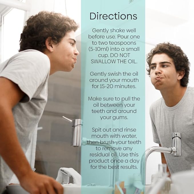 SpaRoom Oil Pulling for Teeth and Gums – Coconut Oil Pulling for Teeth with Tongue Scraper, Fresh Mint Flavor, Natural Mouthwash Alternative for Gum Health, Oral Hygiene, and Breath Support, 8 fl oz