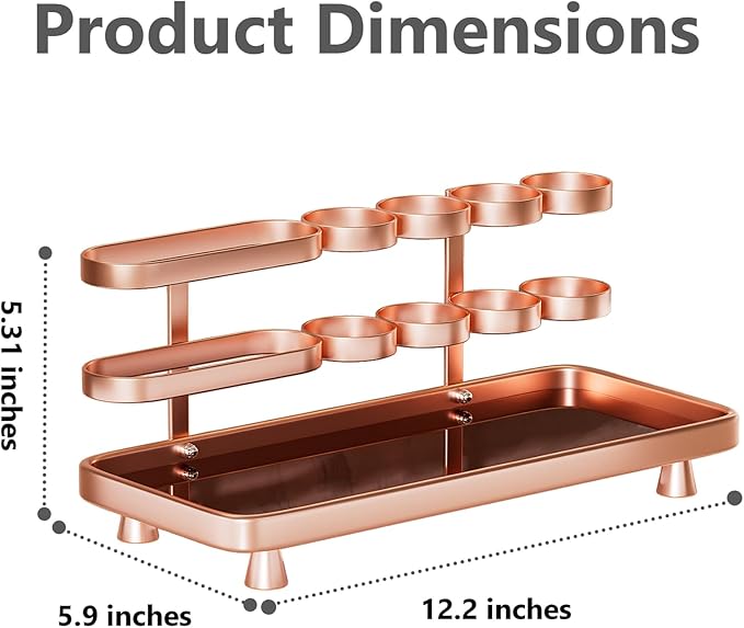 Electric Toothbrush Holder for Bathroom Countertop 5 Metal Slots Toothpaste Razor Mouthwash Organizer, Rose Gold