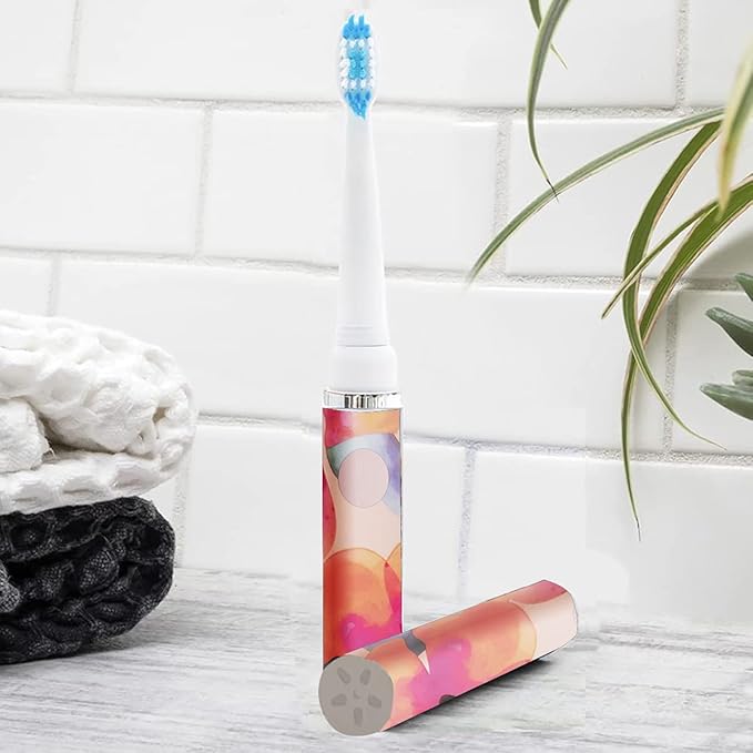 Pop Sonic Electric Toothbrush (Pink Watercolor) - Travel Toothbrushes w/AAA Battery | Kids Electric Toothbrushes with 2 Speed & 15,000-30,000 Strokes/Minute, Dupont Nylon Bristles