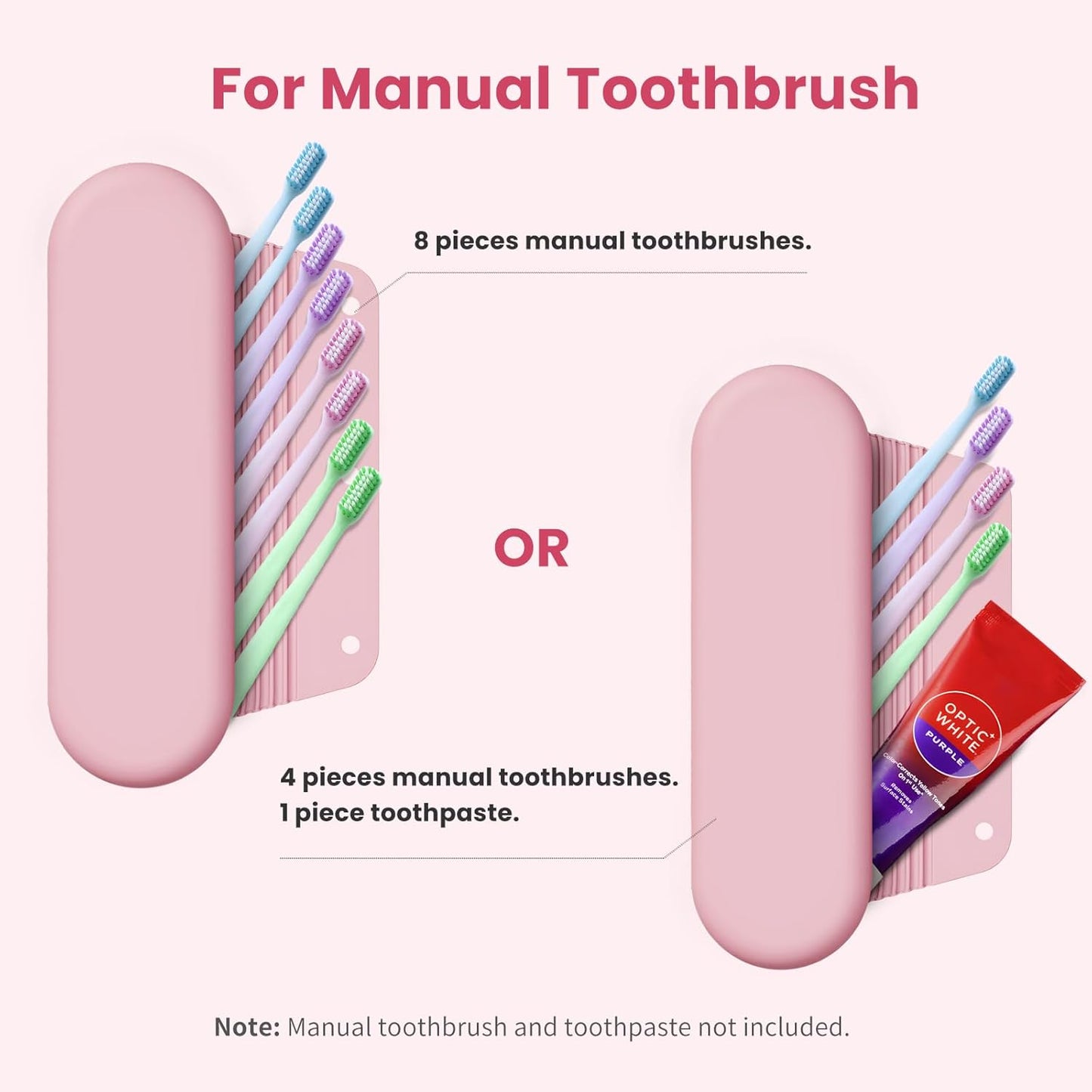 Silicone Electric Toothbrush Travel Cover, Toothbrush Travel Containers Bag Case,Keeps Toothbrush Fresh and Clean, Fits Most Manual and Electric Toothbrushes - Pink