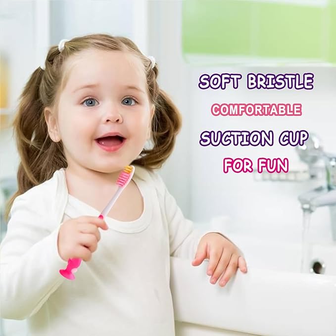 100 pcs Disposable Toothbrush Kids Individually Wrapped, Bulk Disposable Kid toothbrushes for Age 2+ Children Toothbrush Set Soft Bristles Boys Girls Toothbrush with Suction Cup