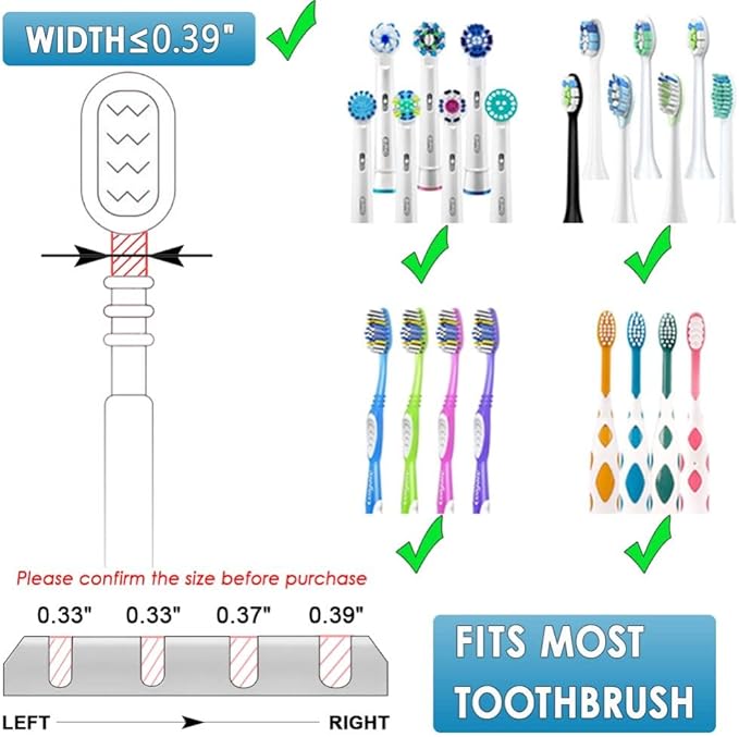 MIMORE Toothbrush Holder, 4 Toothbrush Slots & Timer Function, Cordless Wall Mounted Toothbrush Holders for Bathrooms