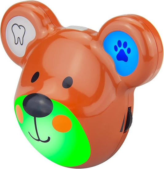 LUXSWAY Cute Animal Toothbrushing Timer for Kids with Musical Volume, 2 Minute Kid for Teeth, 20 Seconds Wash Hand Timer for Kids Training, Rechargeable Colored Led Light Visual Timer- Bear